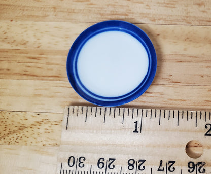 Dollhouse Round Blue & White Ceramic Platter x2 1:12 Scale Miniature