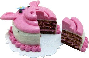 Dollhouse Pink Pig Cake with Slice 1:12 Scale Miniature Dessert Food