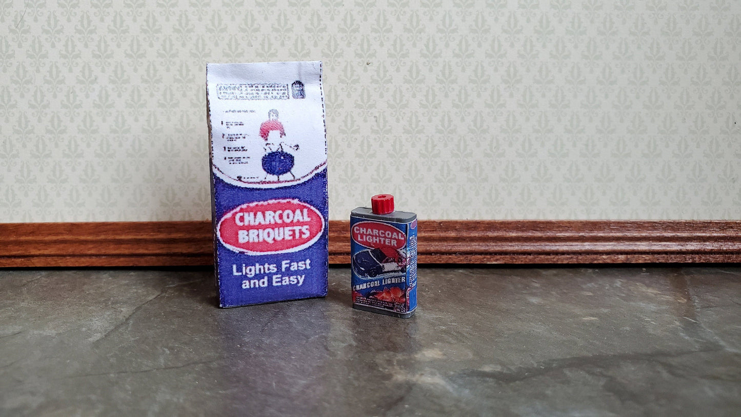 Dollhouse Miniature Charcoal & Lighter Fluid 1:12 Scale BBQ Barbecue Set