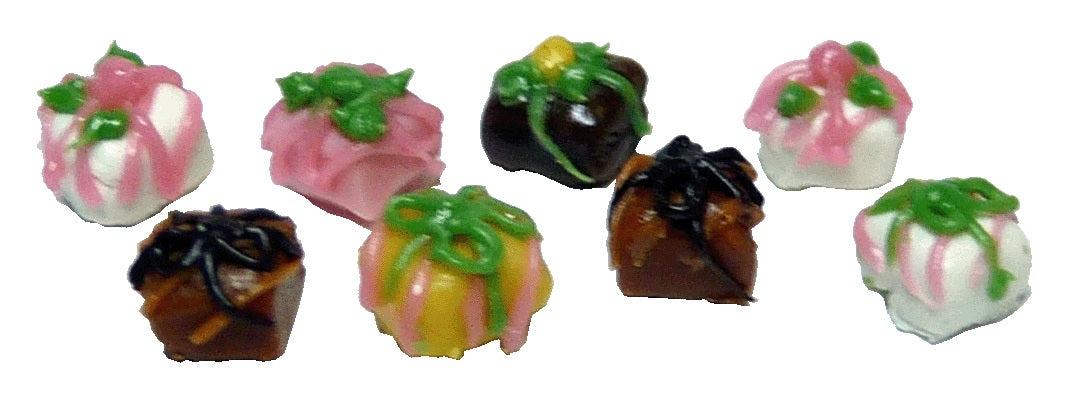 Dollhouse Petit Fours Set of 8 1:12 Scale Miniature Dessert Food Bakery