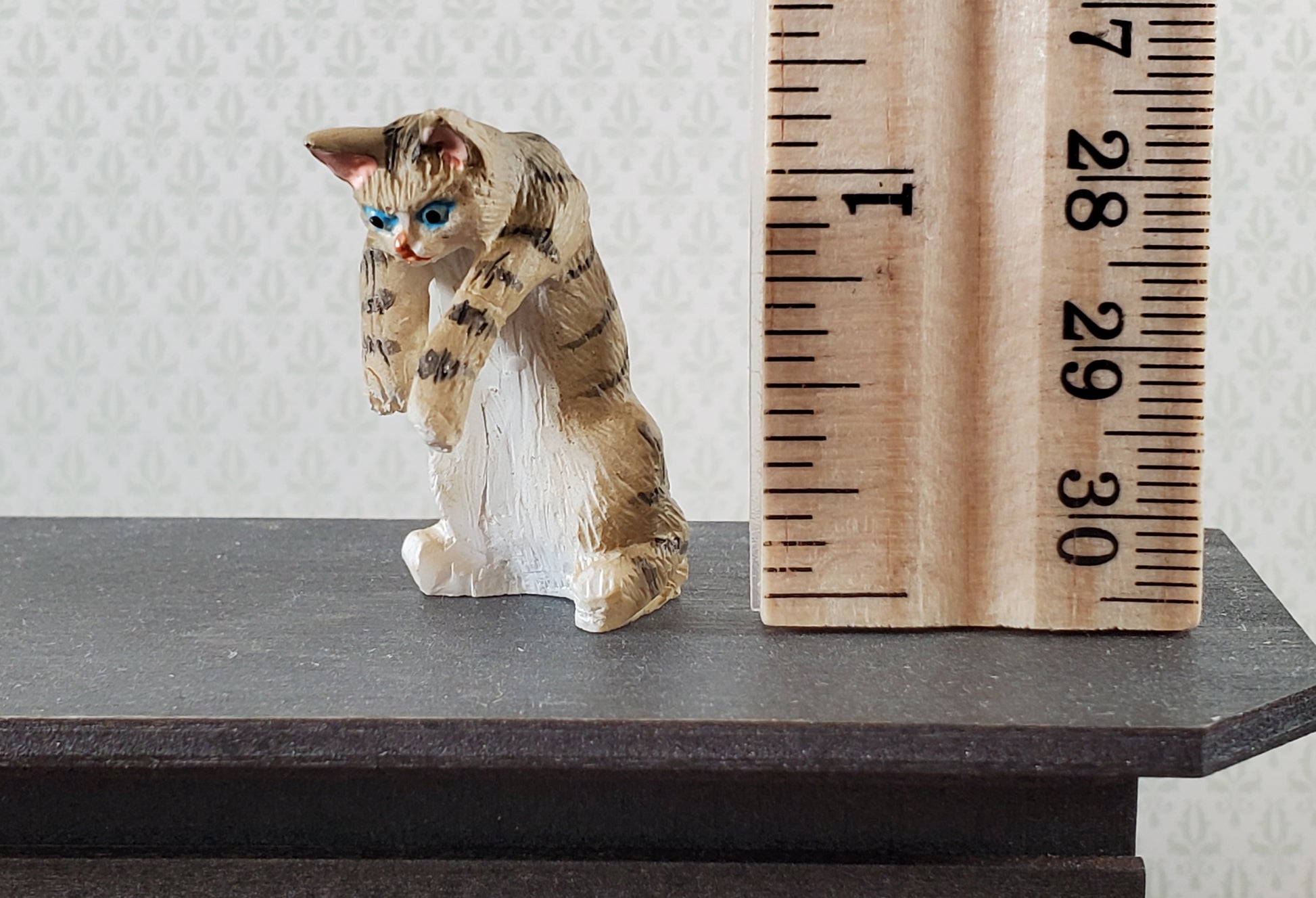 Dollhouse Kitty Cat Striped Tabby Mischievous Climbing 1:12 Scale Miniature Pet