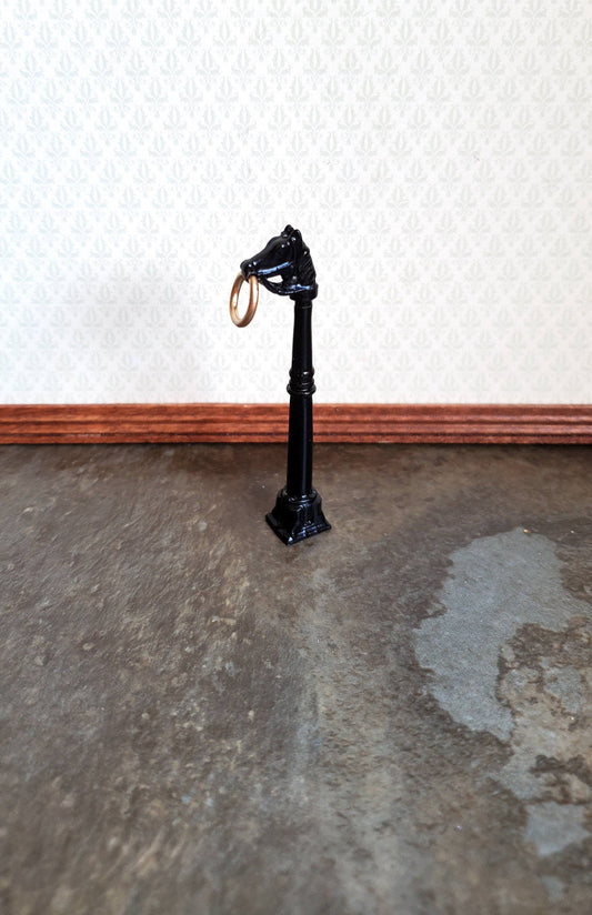 Dollhouse Miniature Horse Hitching Post 1:12 Scale Painted Black Metal