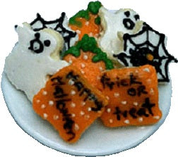 Dollhouse Halloween Cookies on a Plate 1:12 Scale Miniature Food Kitchen