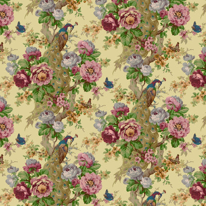 Dollhouse Wallpaper Peacock and Rose Floral Bradbury & Bradbury 1:12 Scale