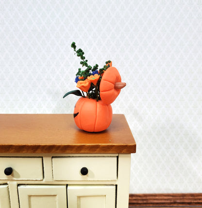 Dollhouse Halloween Fall Flowers Display Pumpkin 1:12 Scale Floral Arrangement