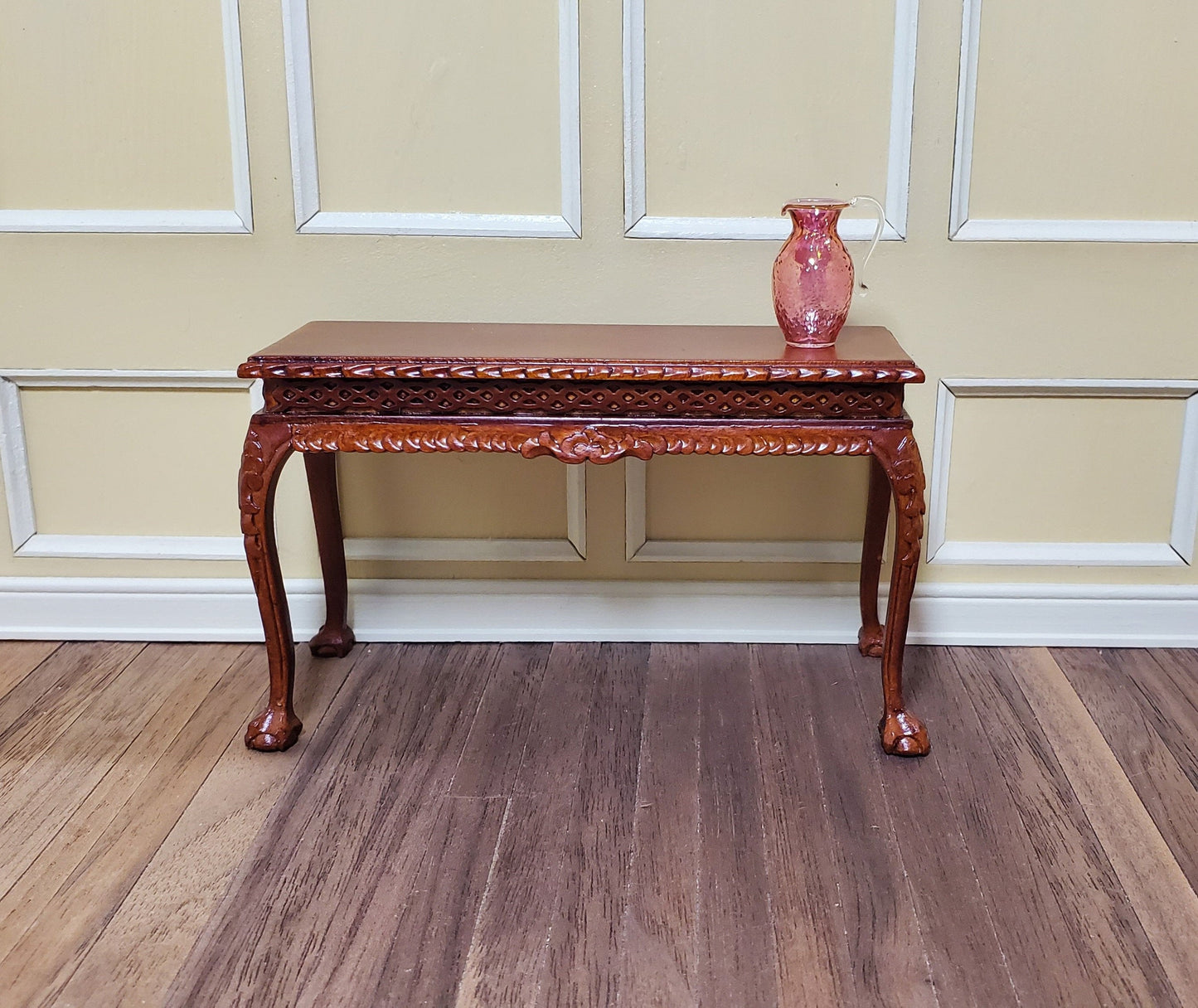 Dollhouse Miniature Pitcher Cranberry Glass Textured 1:12 Scale Philip Grenyer