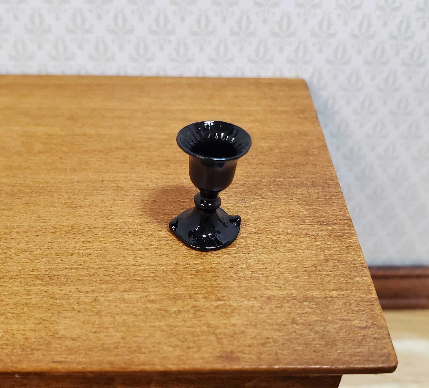Dollhouse Small Black Wine Glass 1:12 Miniature Kitchen Halloween Decor