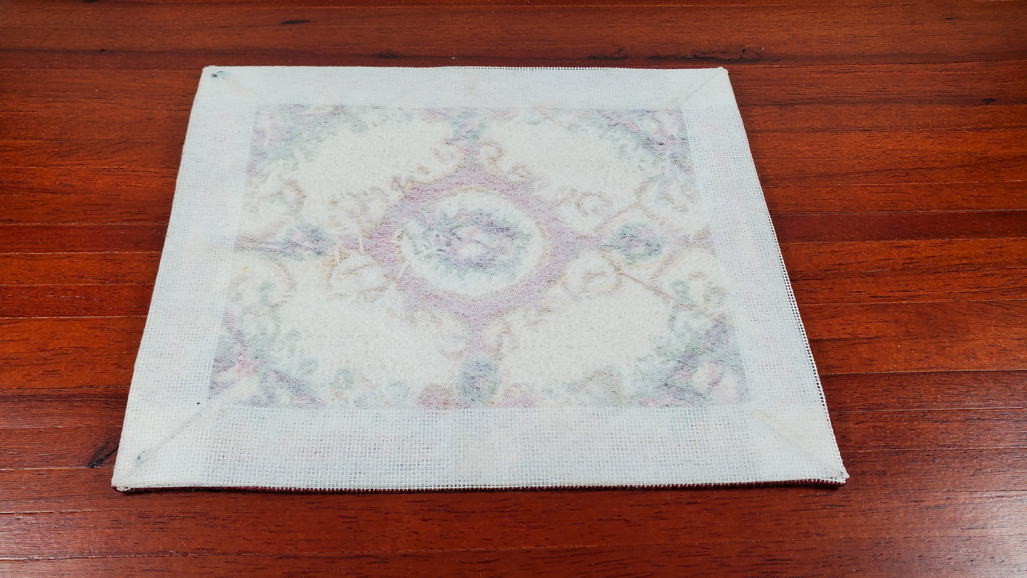 Miniature Fine Needlepoint Rug Pinks Aubusson Style 1:12 Scale Carpet Floral