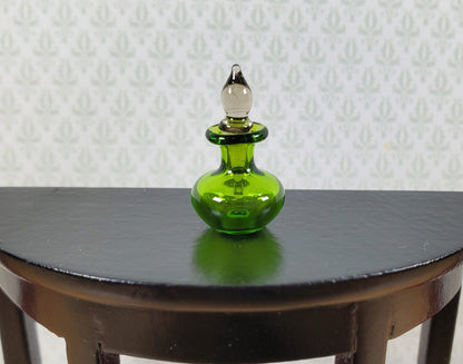 Dollhouse Glass Jar with Stopper Green Hand Blown Glass 1:12 Scale Miniature