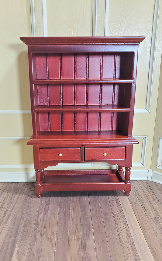 Dollhouse Miniature Welsh Kitchen Cabinet Cupboard 1:12 Scale Mahogany Finish
