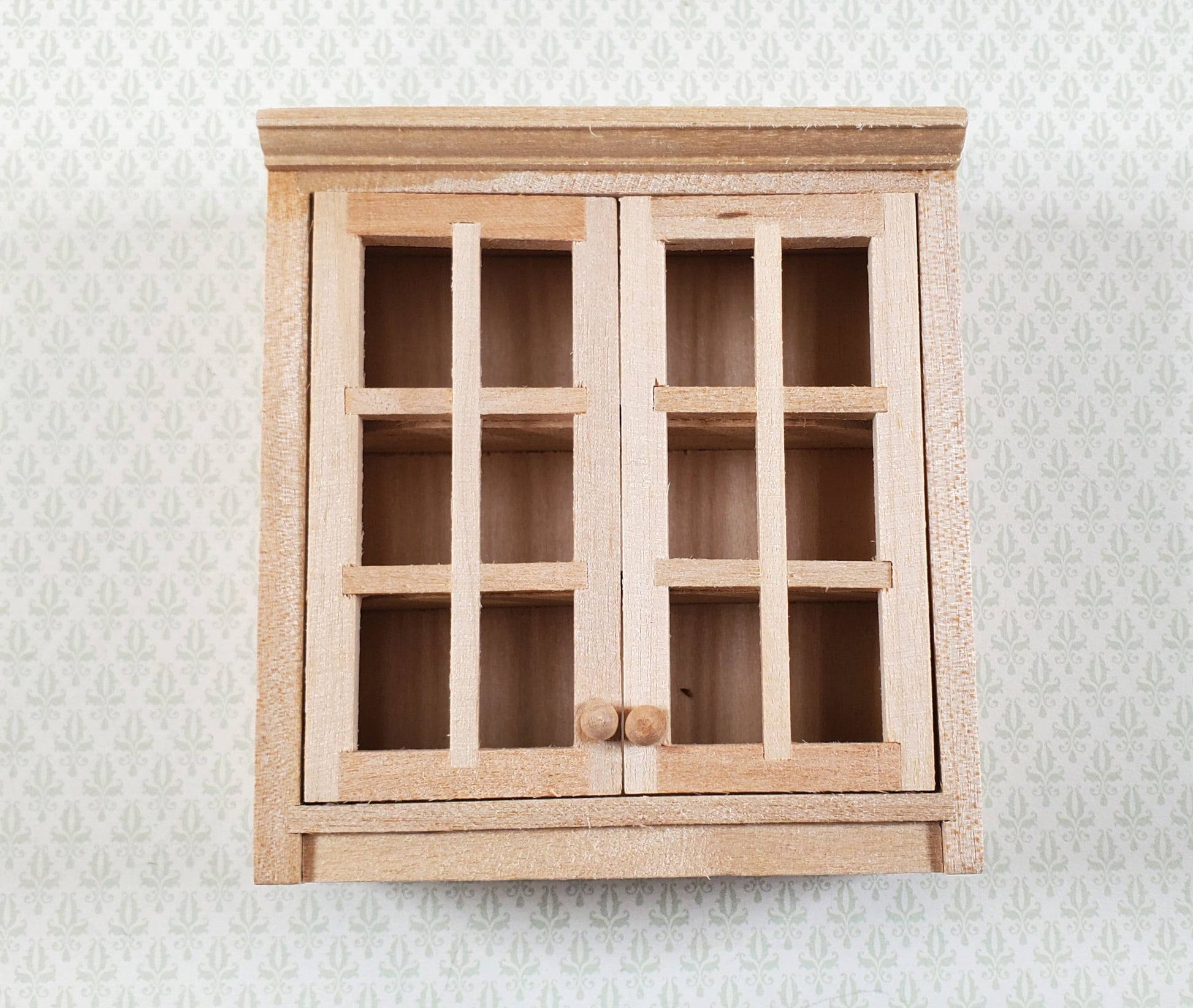 Dollhouse Upper Kitchen Cabinet Unpainted 1:12 Scale Hanging Miniature Cupboard