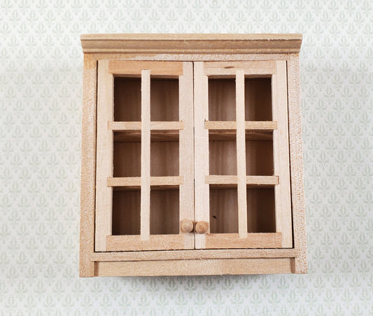 Dollhouse Upper Kitchen Cabinet Unpainted 1:12 Scale Hanging Miniature Cupboard