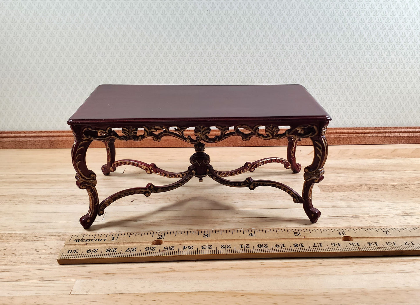 Dollhouse Grand Dining Table by Hansson 1:12 Scale Miniature Mahogany Finish