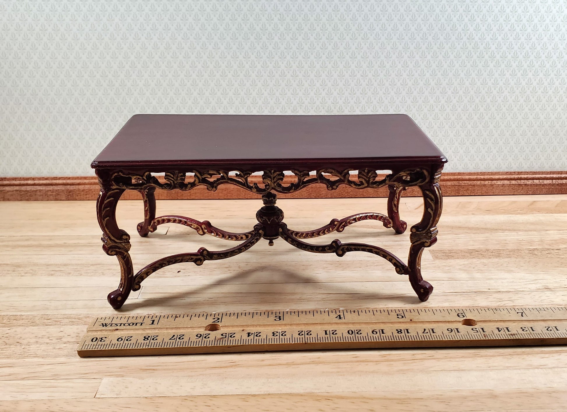 Dollhouse Grand Dining Table by Hansson 1:12 Scale Miniature Mahogany Finish