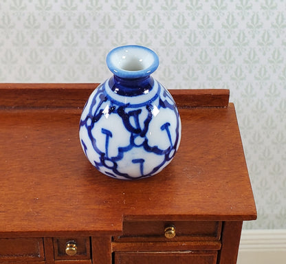 Dollhouse Large Blue & White Decorative Vase Empty 1:12 Scale Miniature