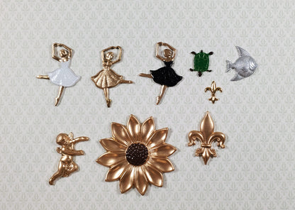 Ballerina Black & Gold Metal Embellishment Wall Art 1 3/8"