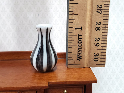 Dollhouse Black & White Vase Ceramic LARGE Modern Miniature Use in 1:12 or 1/6 Scale