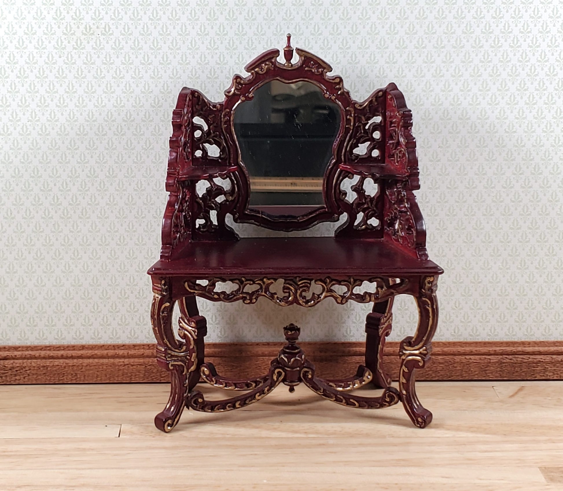 Dollhouse Vanity Dressing Table Mahogany Finish 1:12 Scale by Hansson Miniatures