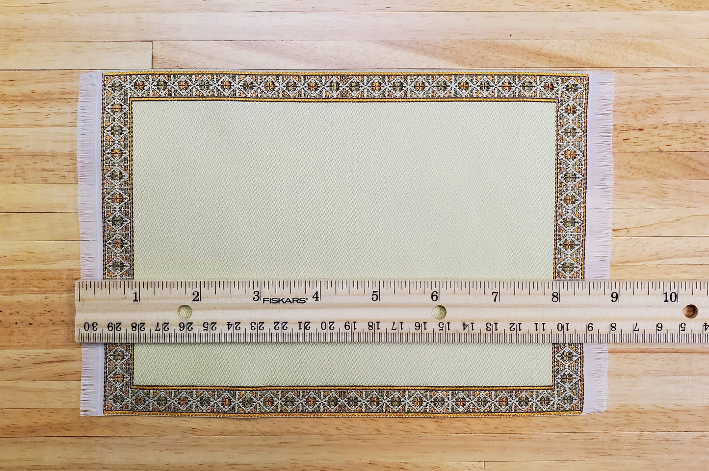 Dollhouse Rug Woven Fabric Golden Wheat Victorian Style 1:12 Scale Miniature