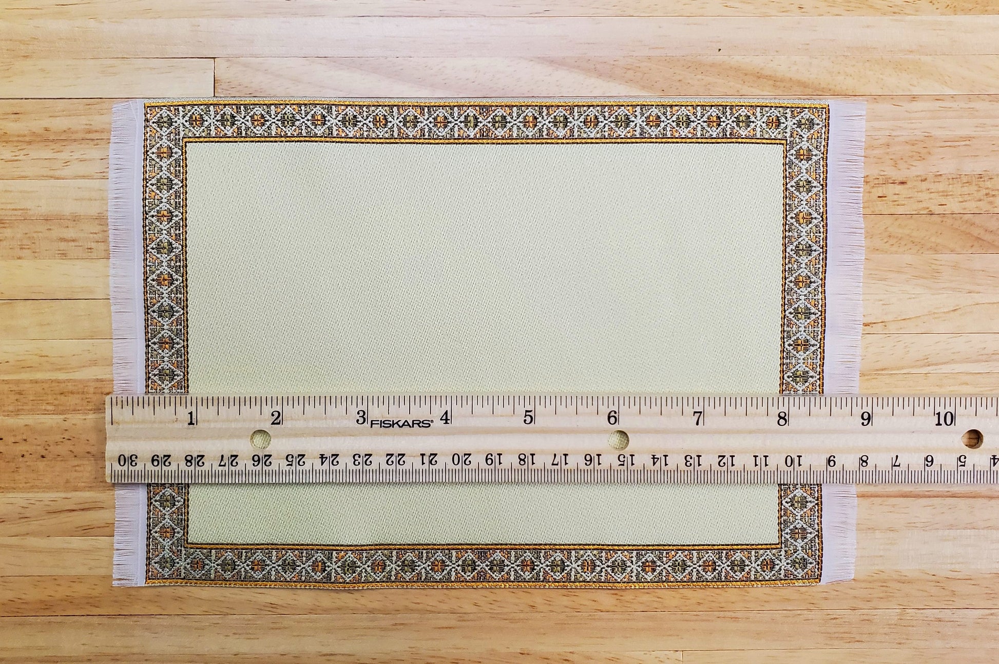 Dollhouse Rug Woven Fabric Golden Wheat Victorian Style 1:12 Scale Miniature