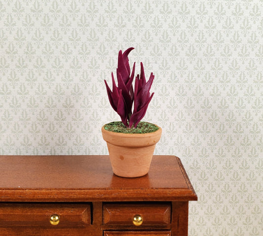Dollhouse Twisted Sister Purple Plant in a Terra Cotta Pot 1:12 Scale Miniature