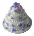 Dollhouse 3 Tier Blue Heart Wedding Cake 1:12 Scale Miniature Dessert Food