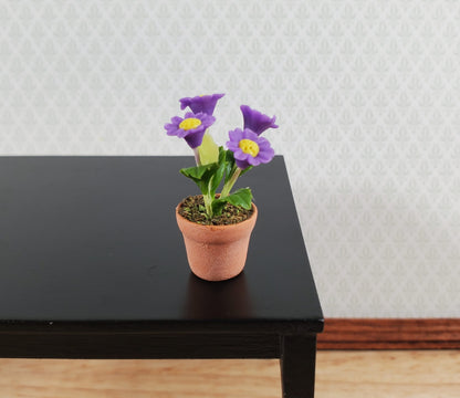 Dollhouse Potted Flowers Purple Daisies Plant 1:12 Scale Miniature Houseplant