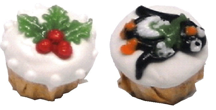 Dollhouse Christmas Cupcakes Set of 2 1:12 Scale Miniature Food