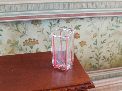 Dollhouse Red Striped Square Modern Glass Vase 1:12 Scale Miniature Flowers