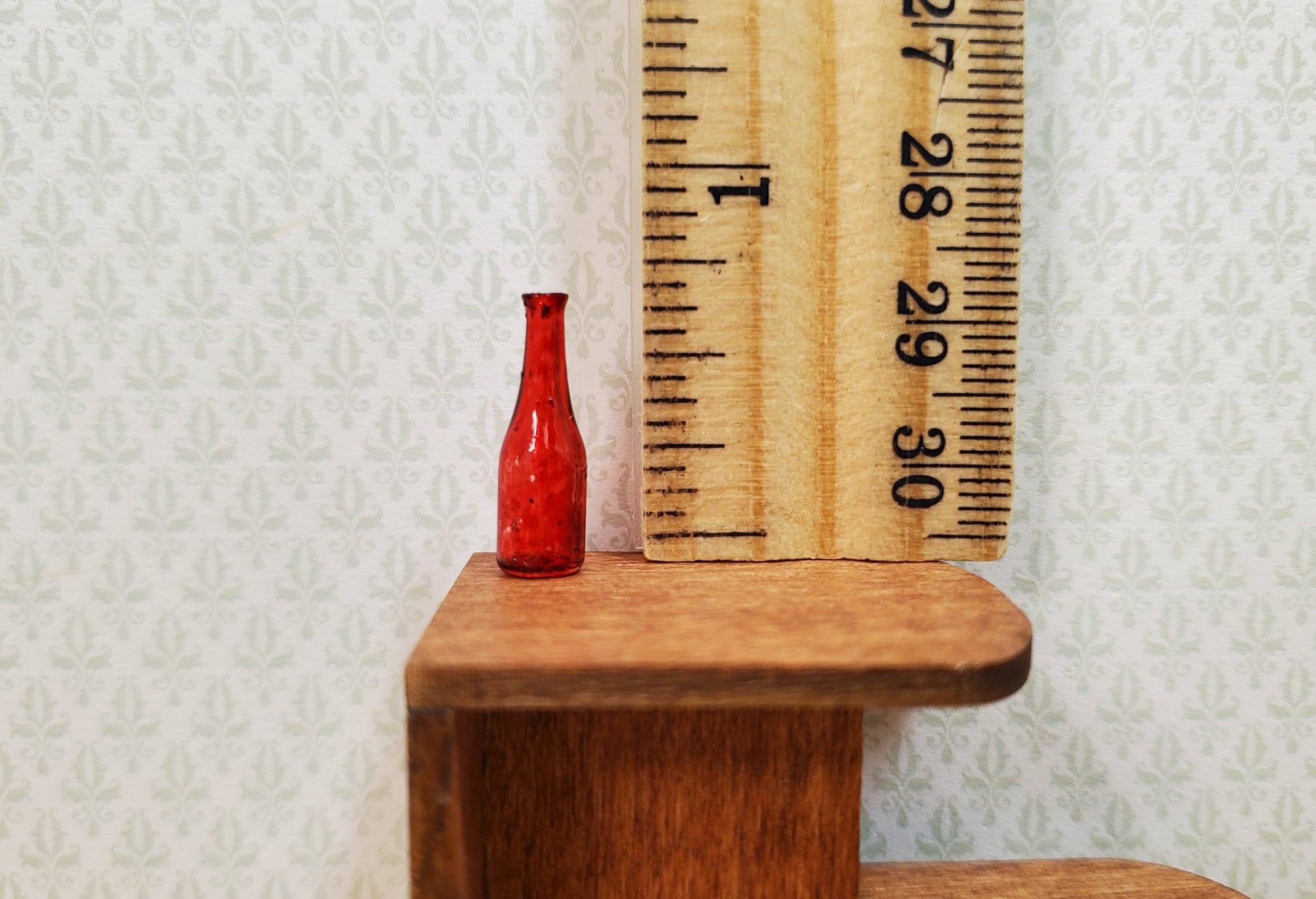 Dollhouse HALF SCALE Red Wine Bottle 1:24 Miniature Painted Glass