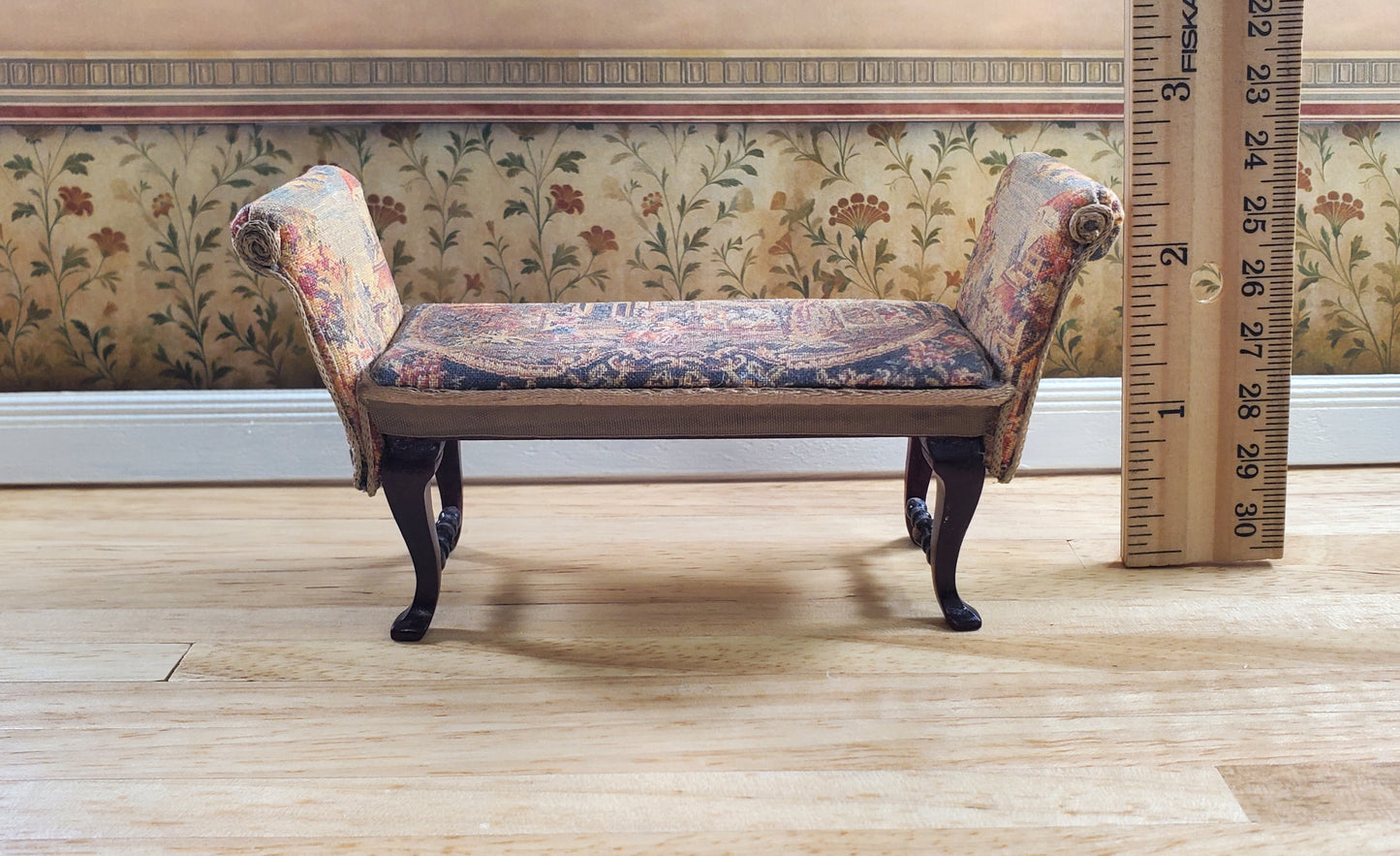 Dollhouse Padded Bench Seat Handmade Estate Piece 1:12 Scale Miniature Furniture