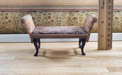 Dollhouse Padded Bench Seat Handmade Estate Piece 1:12 Scale Miniature Furniture