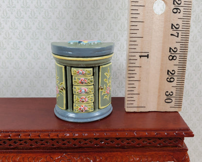 Dollhouse Wood Jewelry Box with Drawers Painted Detail 1:12 Scale Miniature