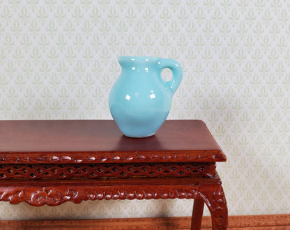 Dollhouse Jug with Handle Sea Green Ceramic 1:12 Scale Miniature Decor