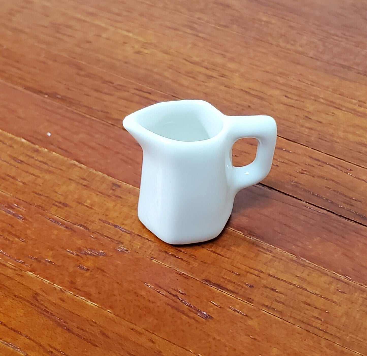 Dollhouse White Pitcher with Handle Ceramic 1:12 Scale Miniature Kitchen Dishes