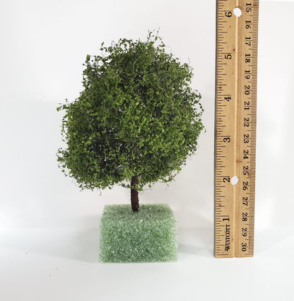 Miniature Tree or Bush Light Green 4" Tall on a flat base Model Scenery Garden Shrub