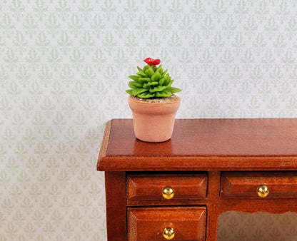 Dollhouse Flowering Cactus Plant in a Terra Cotta Pot 1:12 Scale Miniature