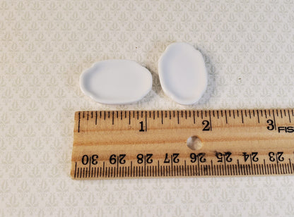 Dollhouse Small White Ceramic Serving Platter Set of 2 1:12 Scale Miniaturee