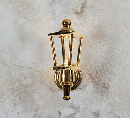 Dollhouse Coach Lamp Gold Metal Large Wand Battery Operated 1:12 Scale Miniature
