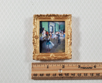 Dollhouse Miniature Degas The Dance Class Framed Print 1:12 Scale Large Gold Frame Handmade