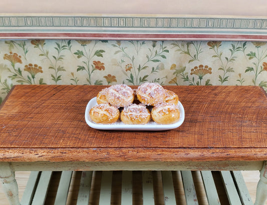 Dollhouse Sugar Buns on a White Ceramic Platter 1:12 Scale Miniature Kitchen