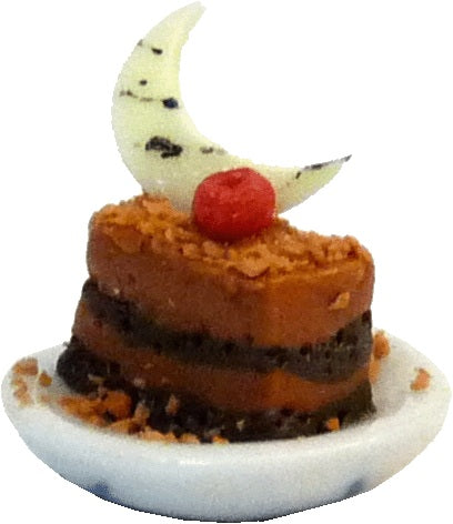 Dollhouse Chocolate Caramel Cake with Crescent Moon 1:12 Scale Miniature Dessert