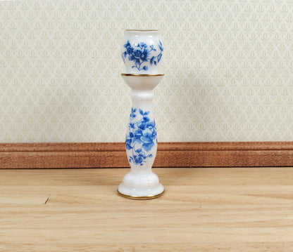 Dollhouse Pedestal with Vase Jardiniere Ceramic Blue White 1:12 Scale Miniature