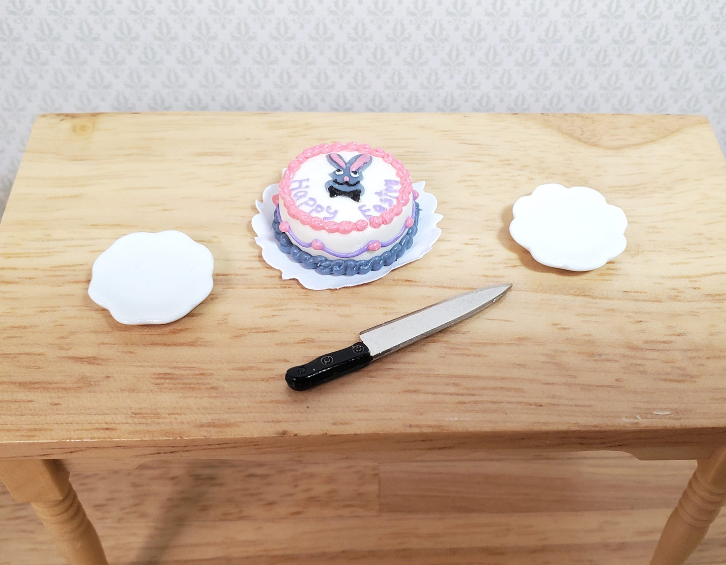 Dollhouse Happy Easter Cake with Bunny Rabbit 1:12 Scale