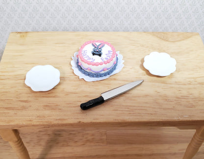 Dollhouse Happy Easter Cake with Bunny Rabbit 1:12 Scale