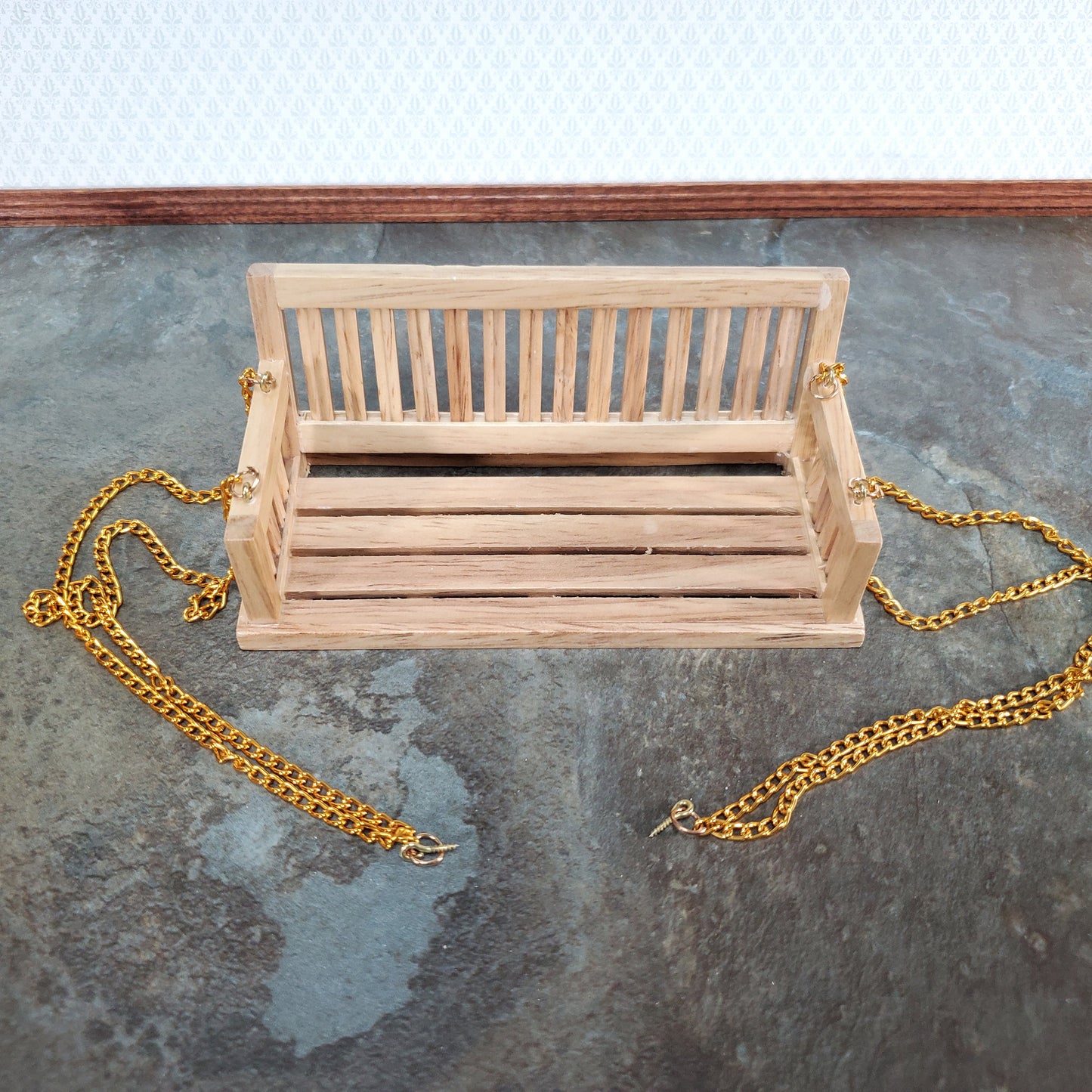 Dollhouse Porch Swing Bench Style Light Oak 1:12 Scale Miniature Furniture