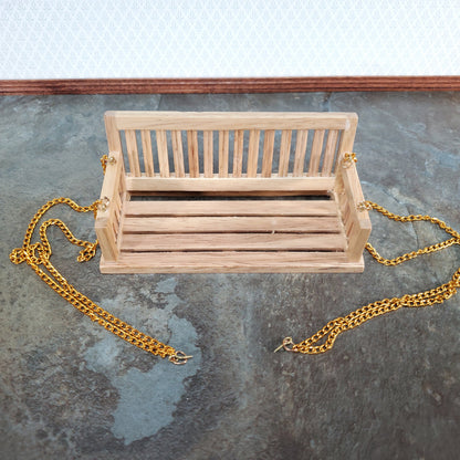 Dollhouse Porch Swing Bench Style Light Oak 1:12 Scale Miniature Furniture