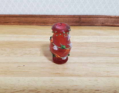 Dollhouse Floor Vase Red Fused with Leaves Use in 1:12 or 1/6 Scale Miniature
