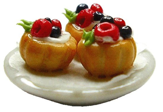 Dollhouse Berry Fruit Tartelettes 1:12 Scale Miniature Dessert Food Kitchen