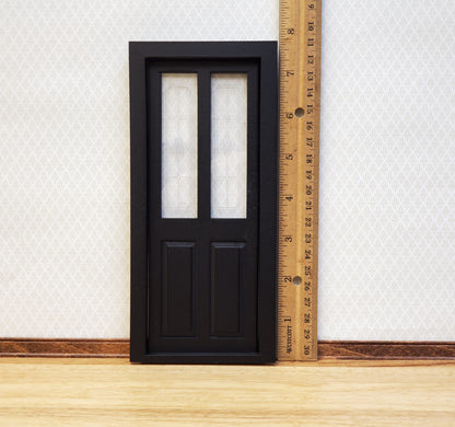 Dollhouse Door Exterior Front Door with Windows BLACK 1:12 Scale Miniature